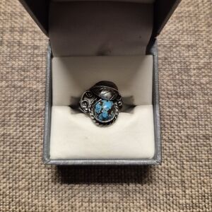 Sterling Silver and Genuine Turquois Pinky Ring